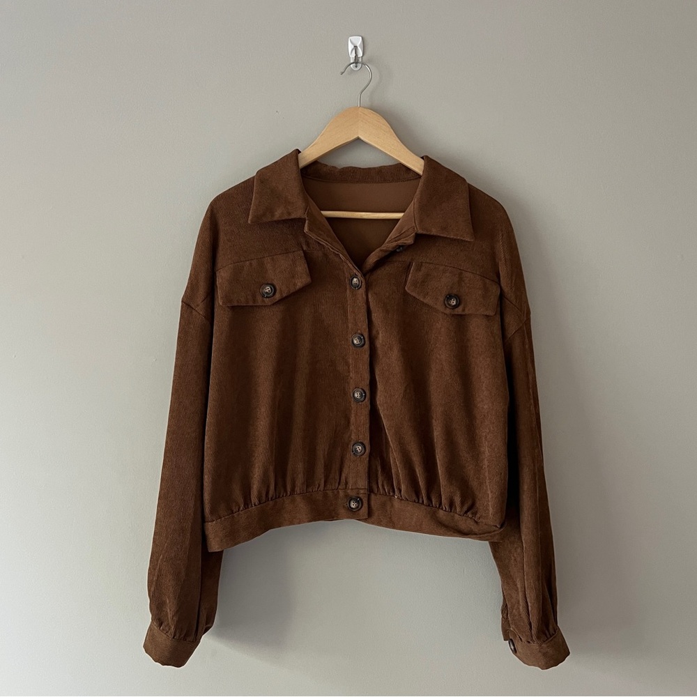Elegant Brown Women's Utility Jacket
